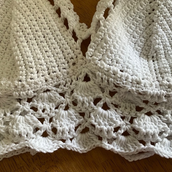 Hand crafted Halter small Crochet Hippie Bralette Tank Top Off the shoulder - Picture 3 of 9